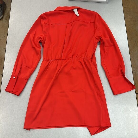 House of harlow red satin rhinestones trim wrap mini dress M - Picture 7 of 14